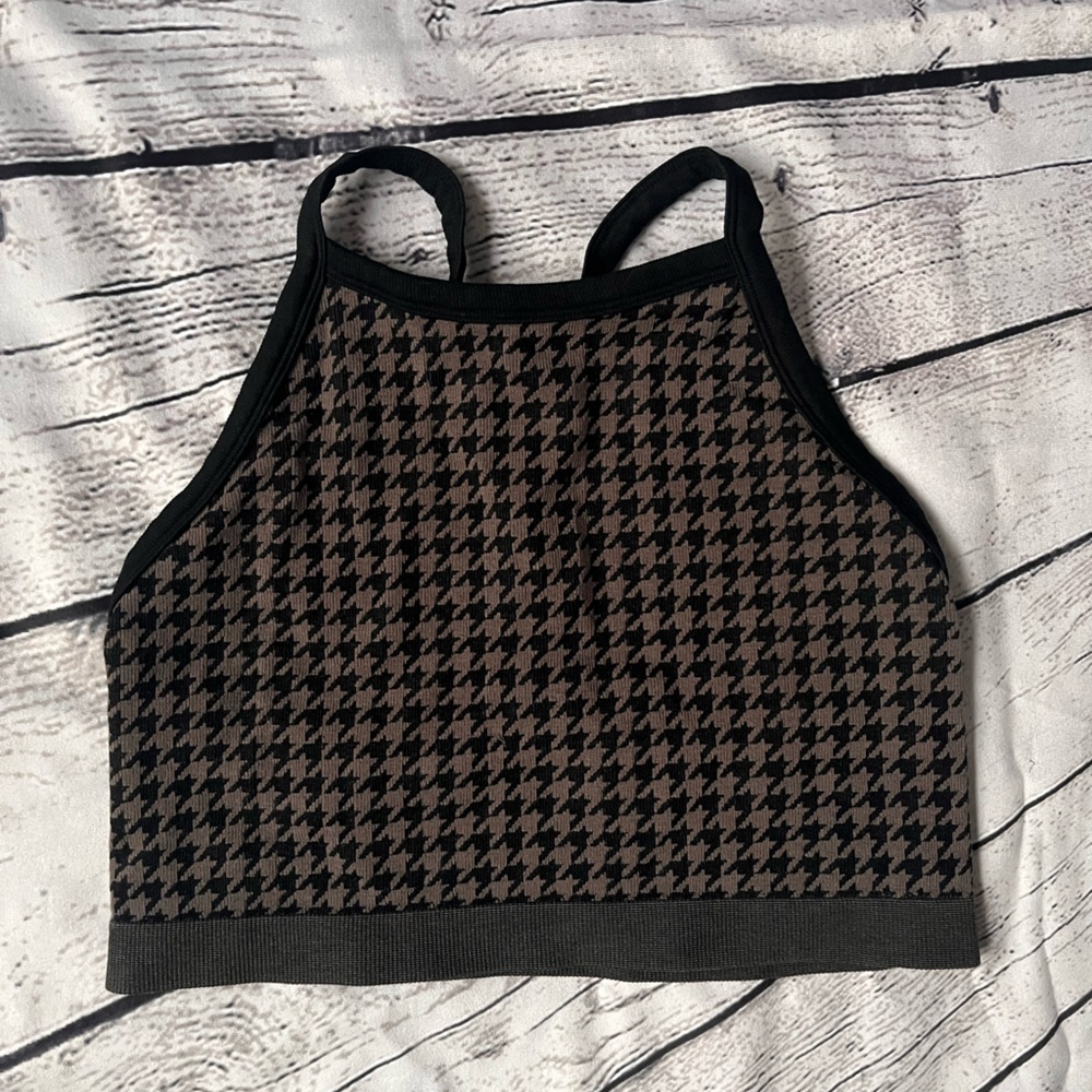 Black & Grey Houndstooth Crop Tank Size Large